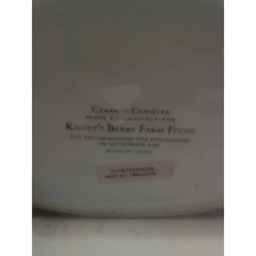 Knott's Berry Farm‎ Ceramic Canister with Metal Clamp and Fruit Design, Vintage